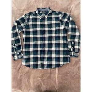 Nautica Button Down Size XL  Plaid Shirt Blue Green White Long Sleeve